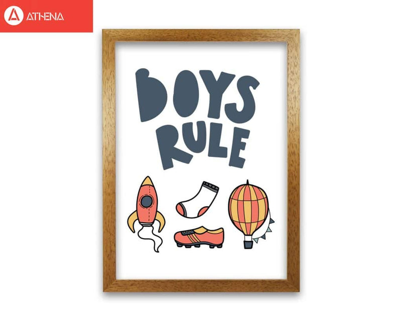 Boys rule illustrations modern fine art print, framed childrens nursey wall art poster