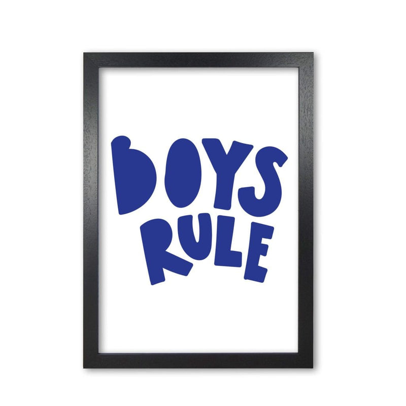 Boys rule navy modern fine art print, framed childrens nursey wall art poster