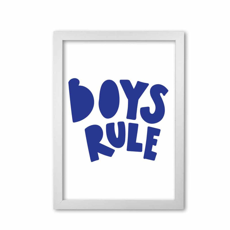 Boys rule navy modern fine art print, framed childrens nursey wall art poster