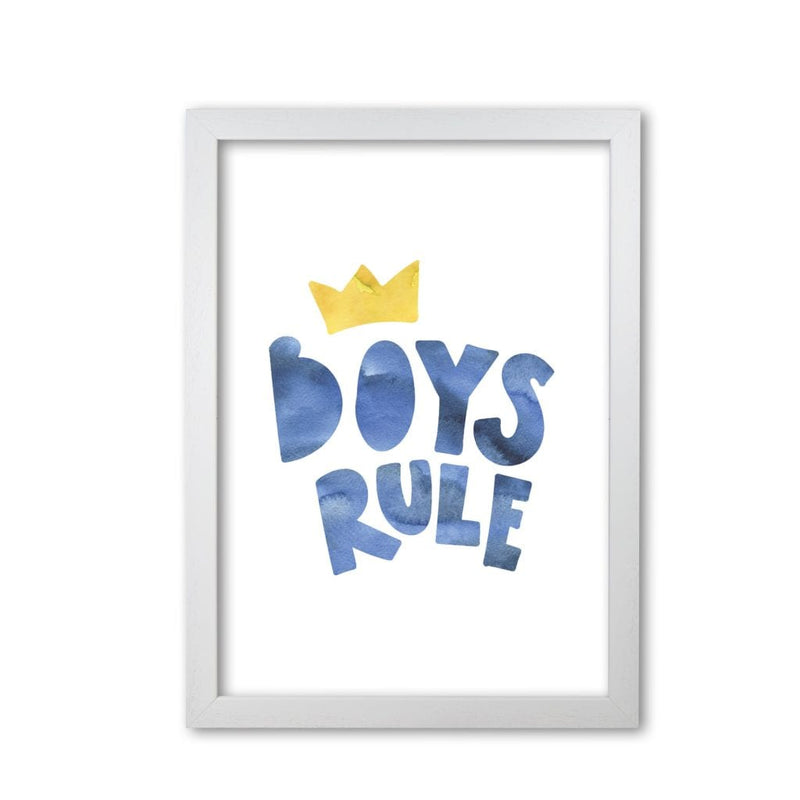Boys rule watercolour modern fine art print, framed childrens nursey wall art poster