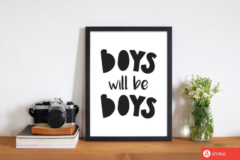 Boys will be boys modern fine art print, framed childrens nursey wall art poster