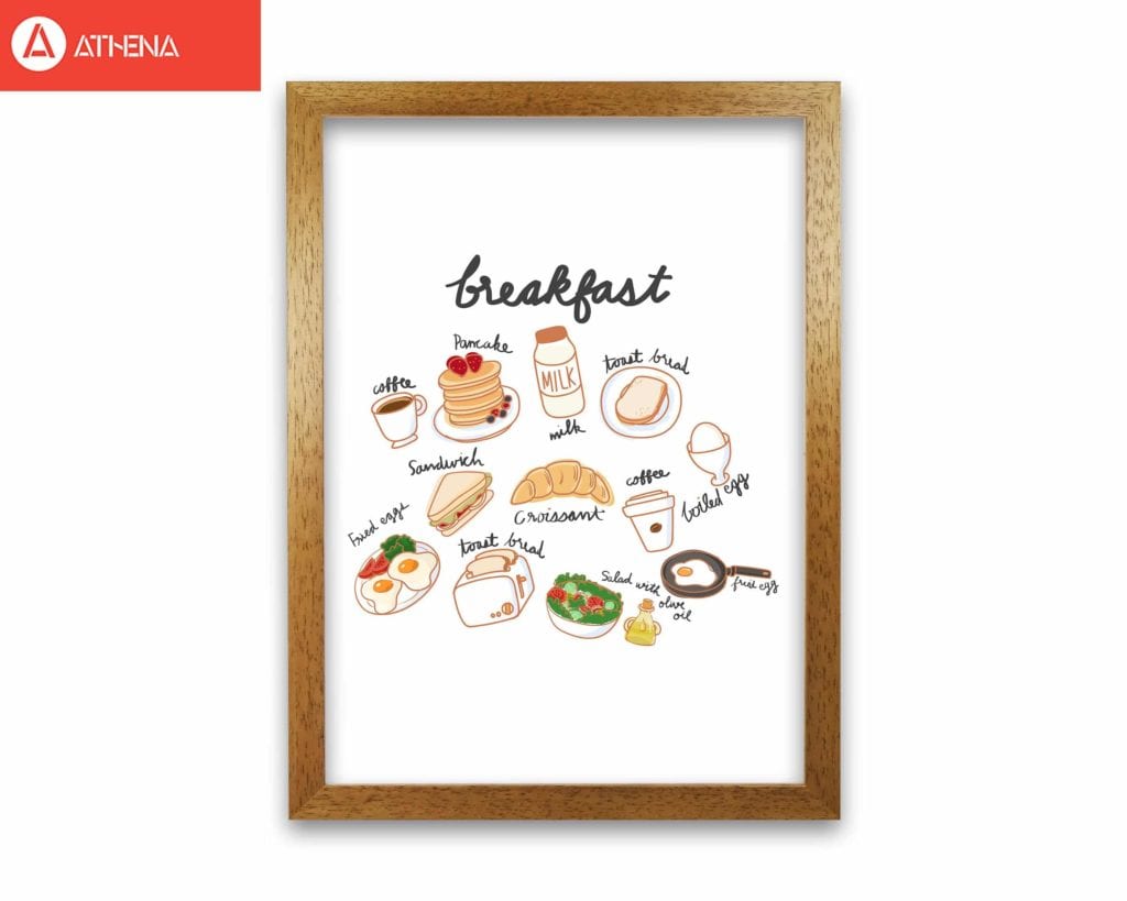 Breakfast collection portrait modern fine art print, framed kitchen wall art