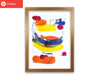 Bright yellow, blue and red abstract paint strokes modern fine art print