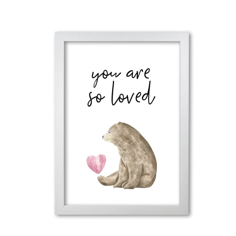 Brown bear you are so loved modern fine art print, framed childrens nursey wall art poster
