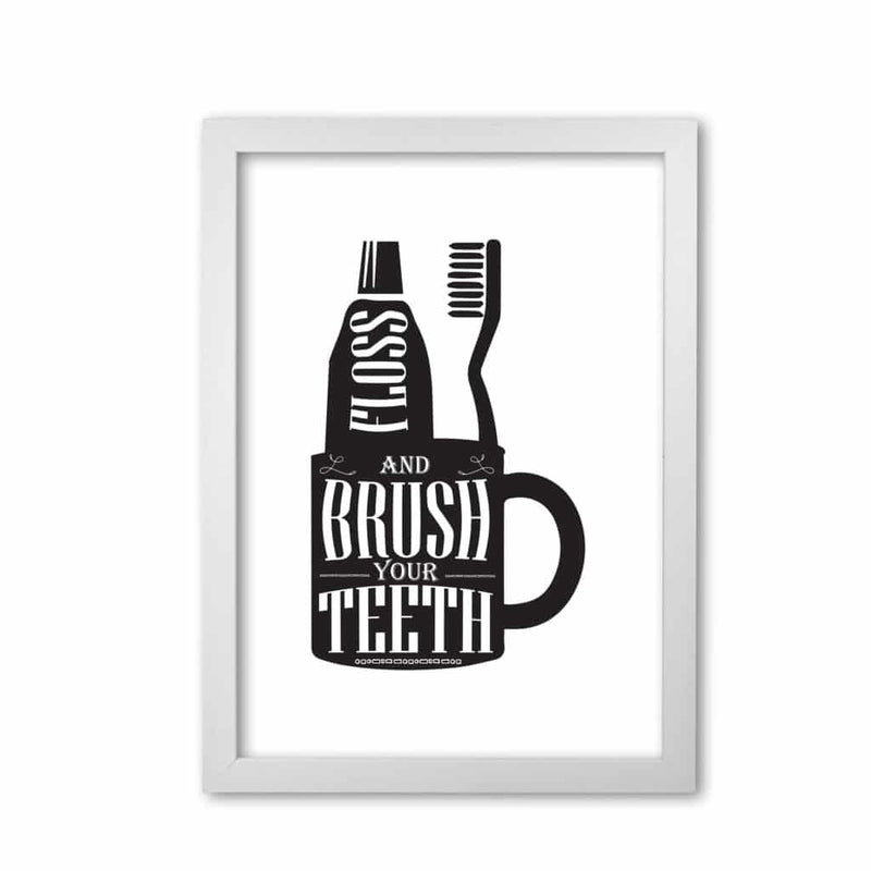 Brush your teeth, bathroom modern fine art print, framed bathroom wall art