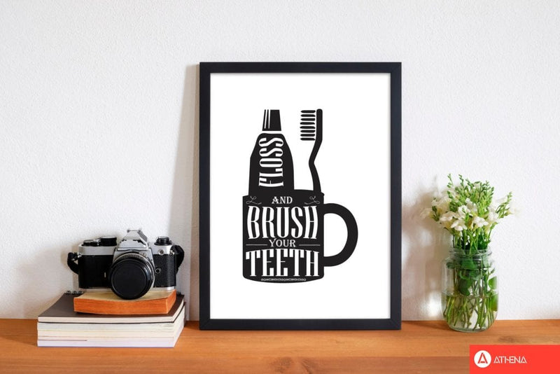 Brush your teeth, bathroom modern fine art print, framed bathroom wall art