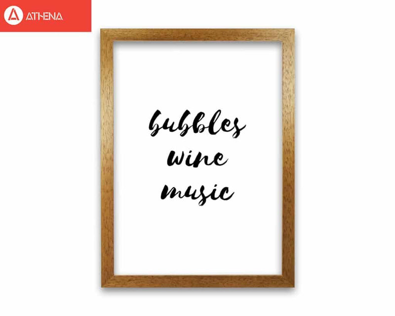 Bubbles wine music, bathroom modern fine art print, framed typography wall art