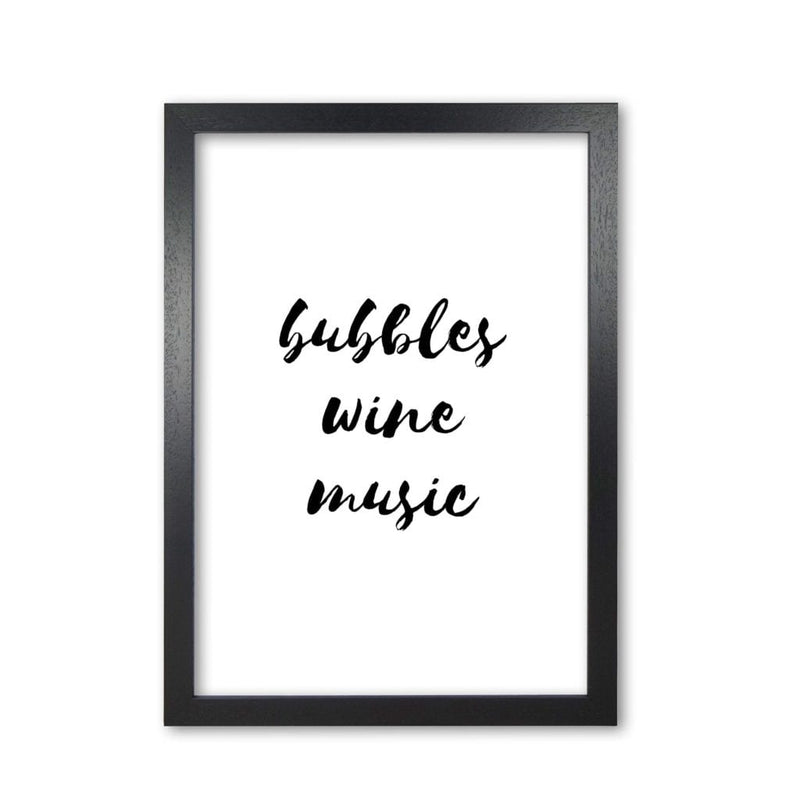 Bubbles wine music, bathroom modern fine art print, framed typography wall art