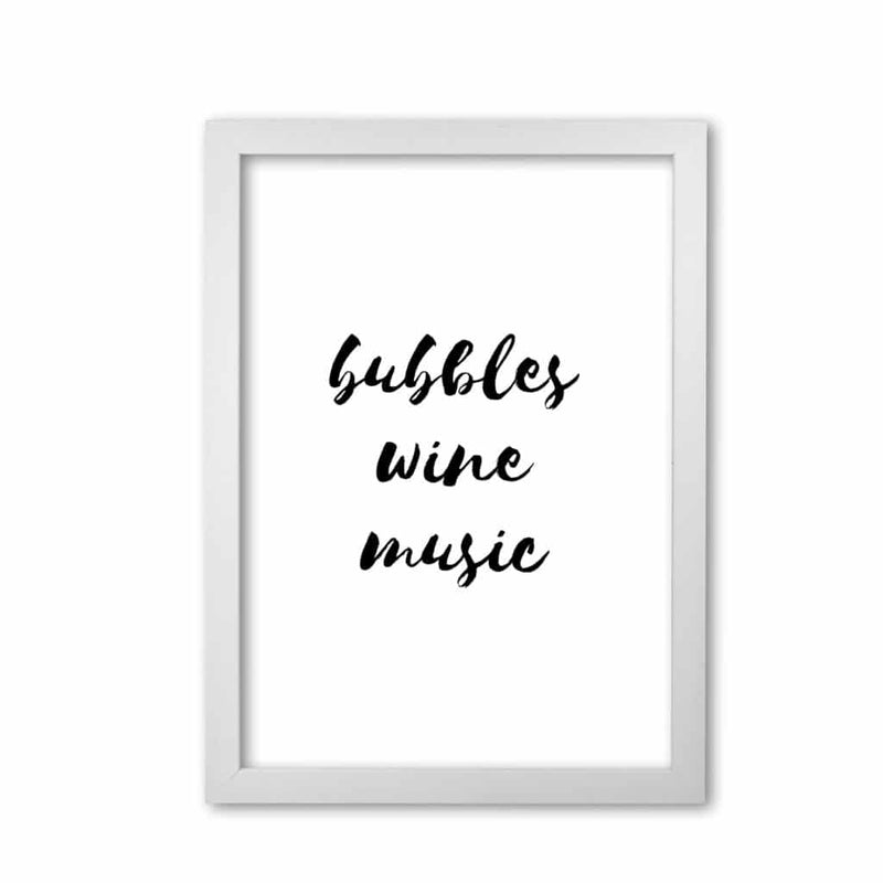 Bubbles wine music, bathroom modern fine art print, framed typography wall art