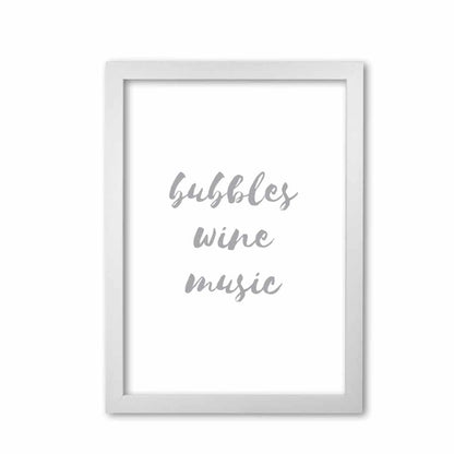 Bubbles wine music grey, bathroom modern fine art print, framed typography wall art