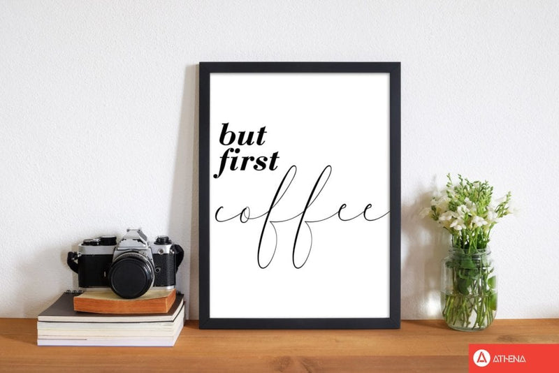 But first coffee modern fine art print, framed kitchen wall art