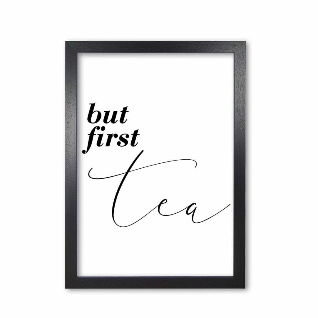 But first tea modern fine art print, framed kitchen wall art