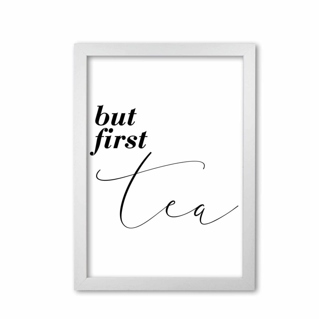 But first tea modern fine art print, framed kitchen wall art