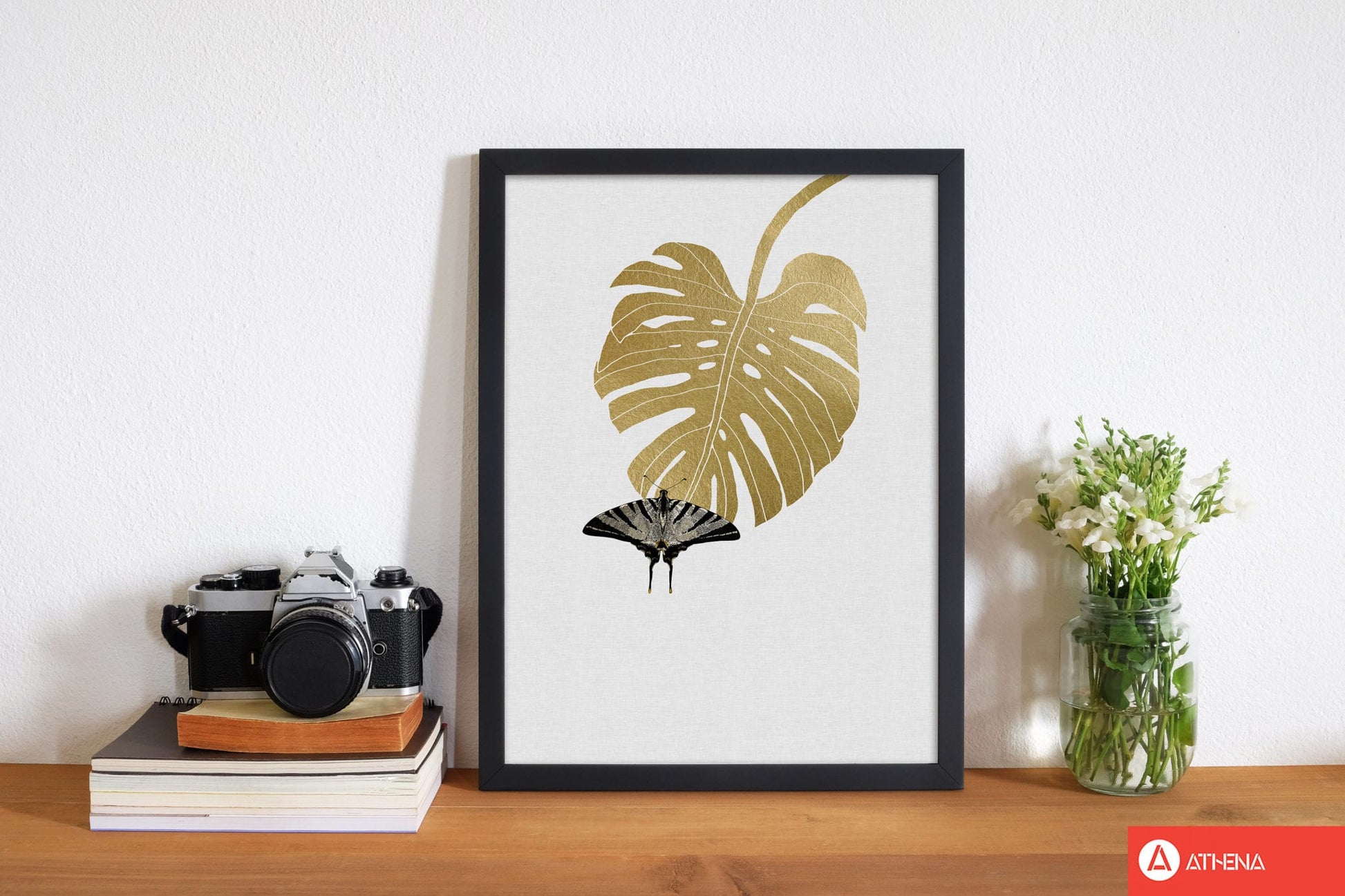 Butterfly &#038; monstera leaf fine art print by orara studio