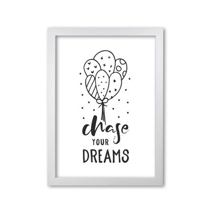 Chase your dreams black modern fine art print, framed childrens nursey wall art poster