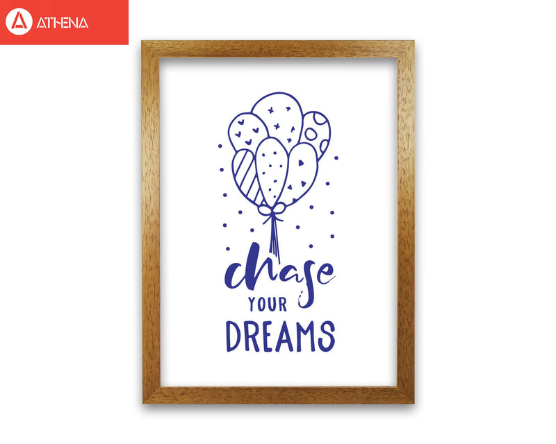 Chase your dreams navy modern fine art print, framed typography wall art