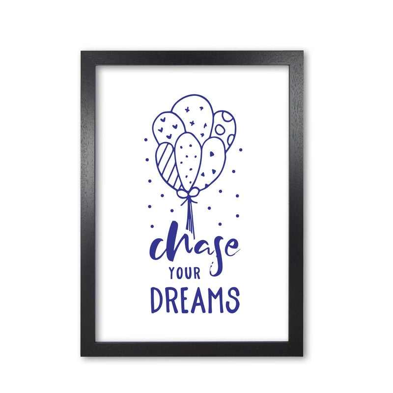 Chase your dreams navy modern fine art print, framed typography wall art