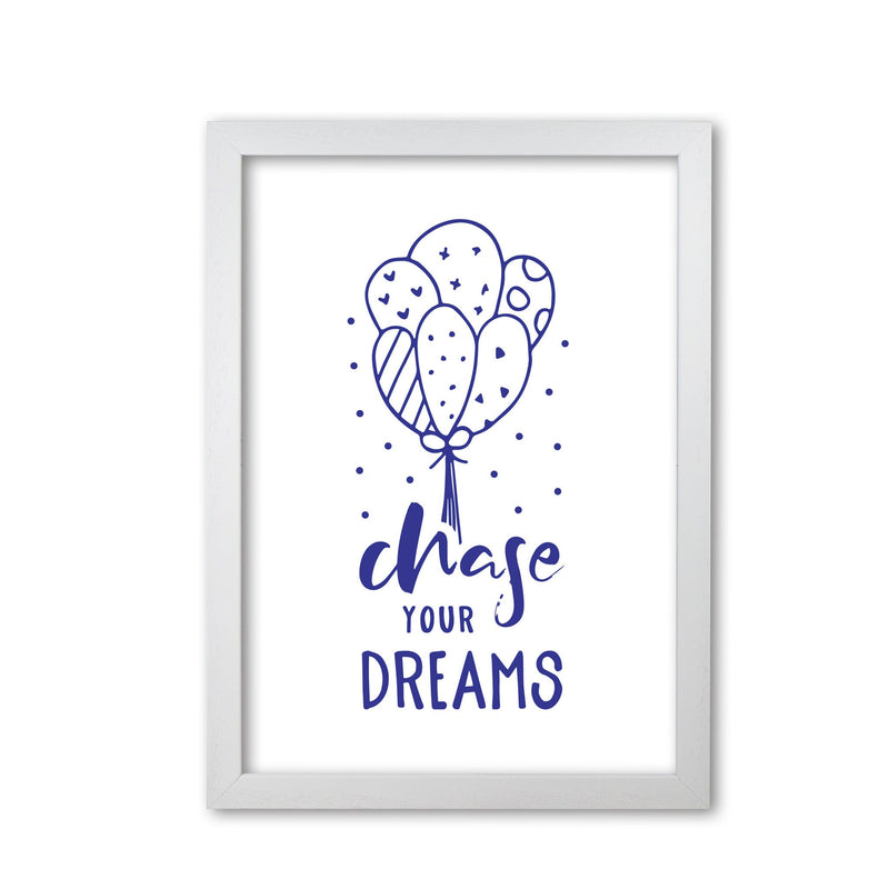Chase your dreams navy modern fine art print, framed typography wall art