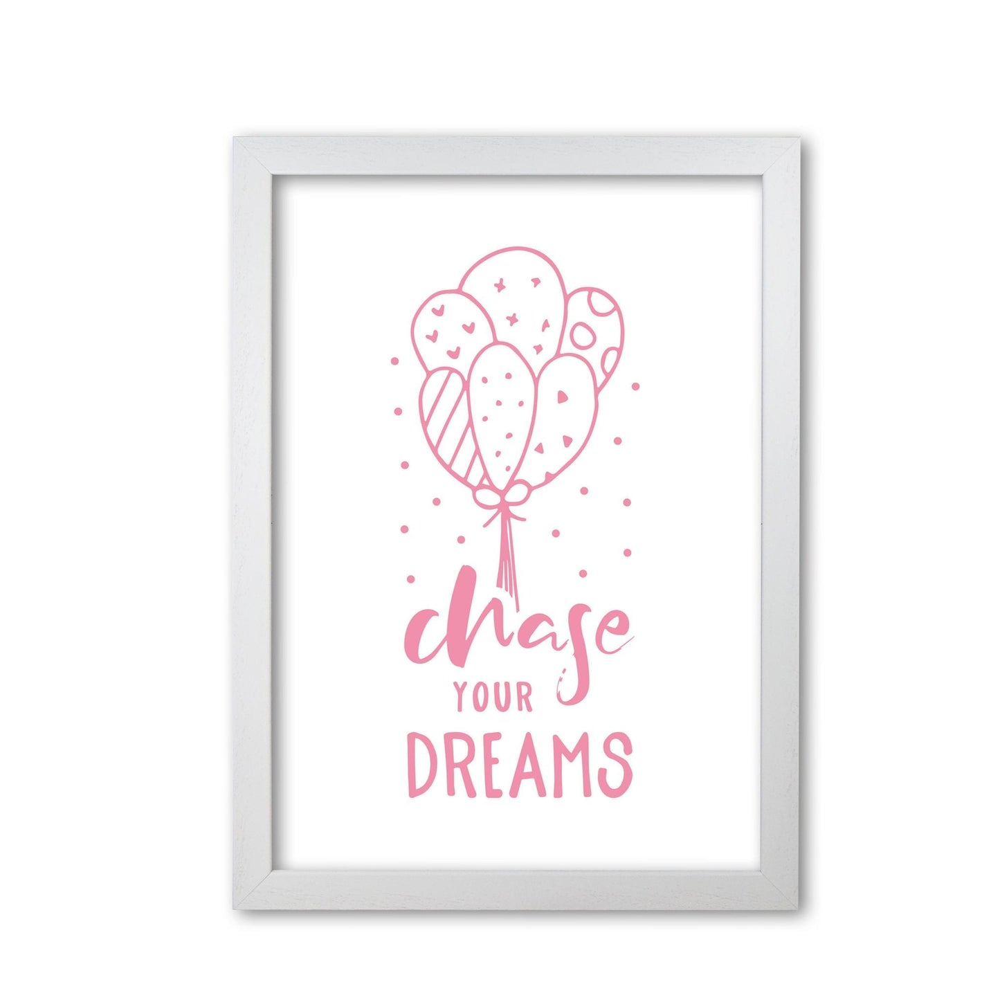 Chase your dreams pink modern fine art print, framed typography wall art