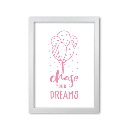 Chase your dreams pink modern fine art print, framed typography wall art