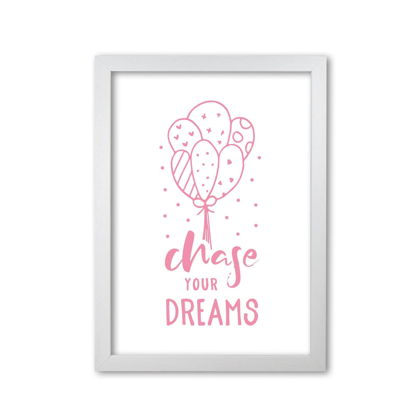 Chase your dreams pink modern fine art print, framed typography wall art