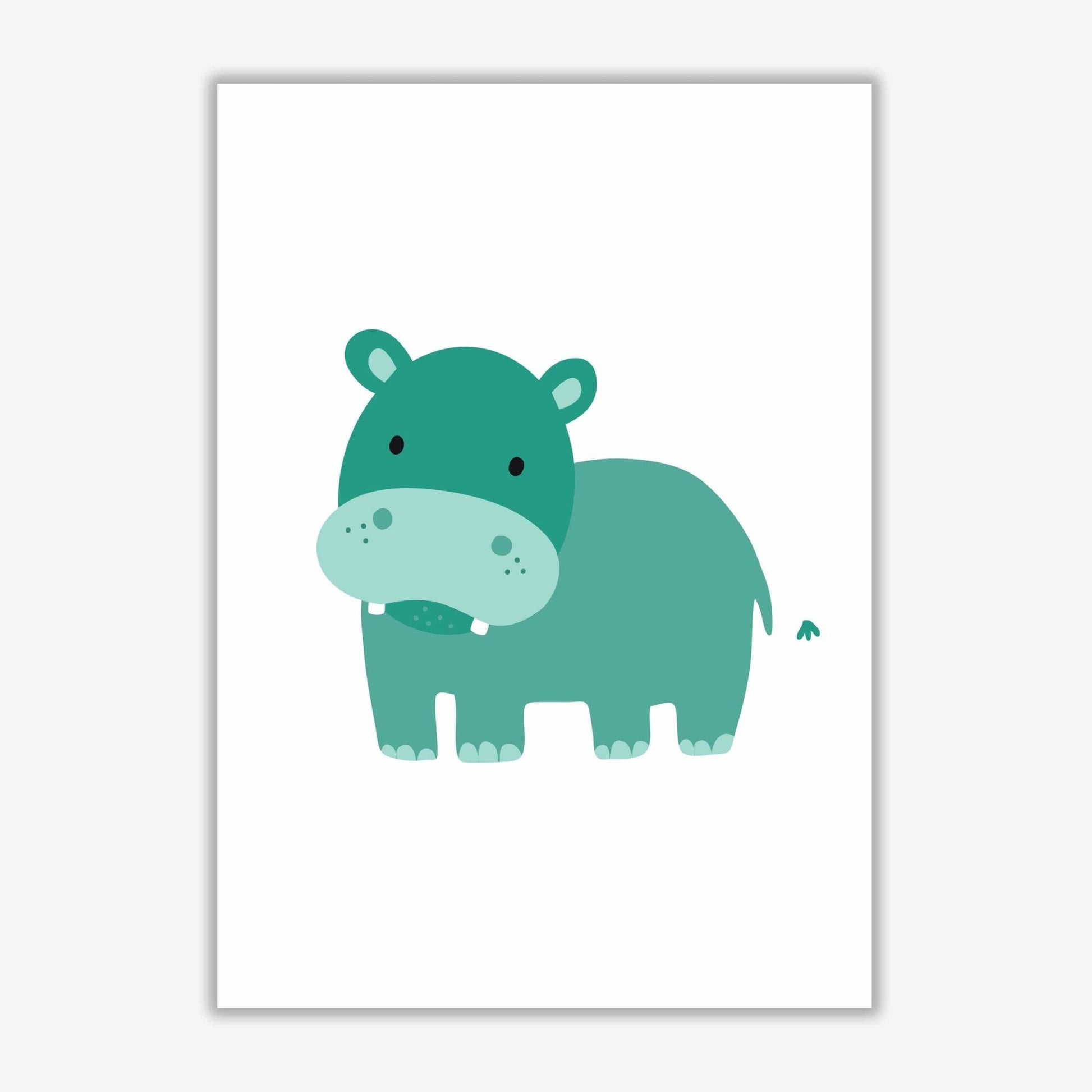 Children&#39;s animals, hippo modern fine art print
