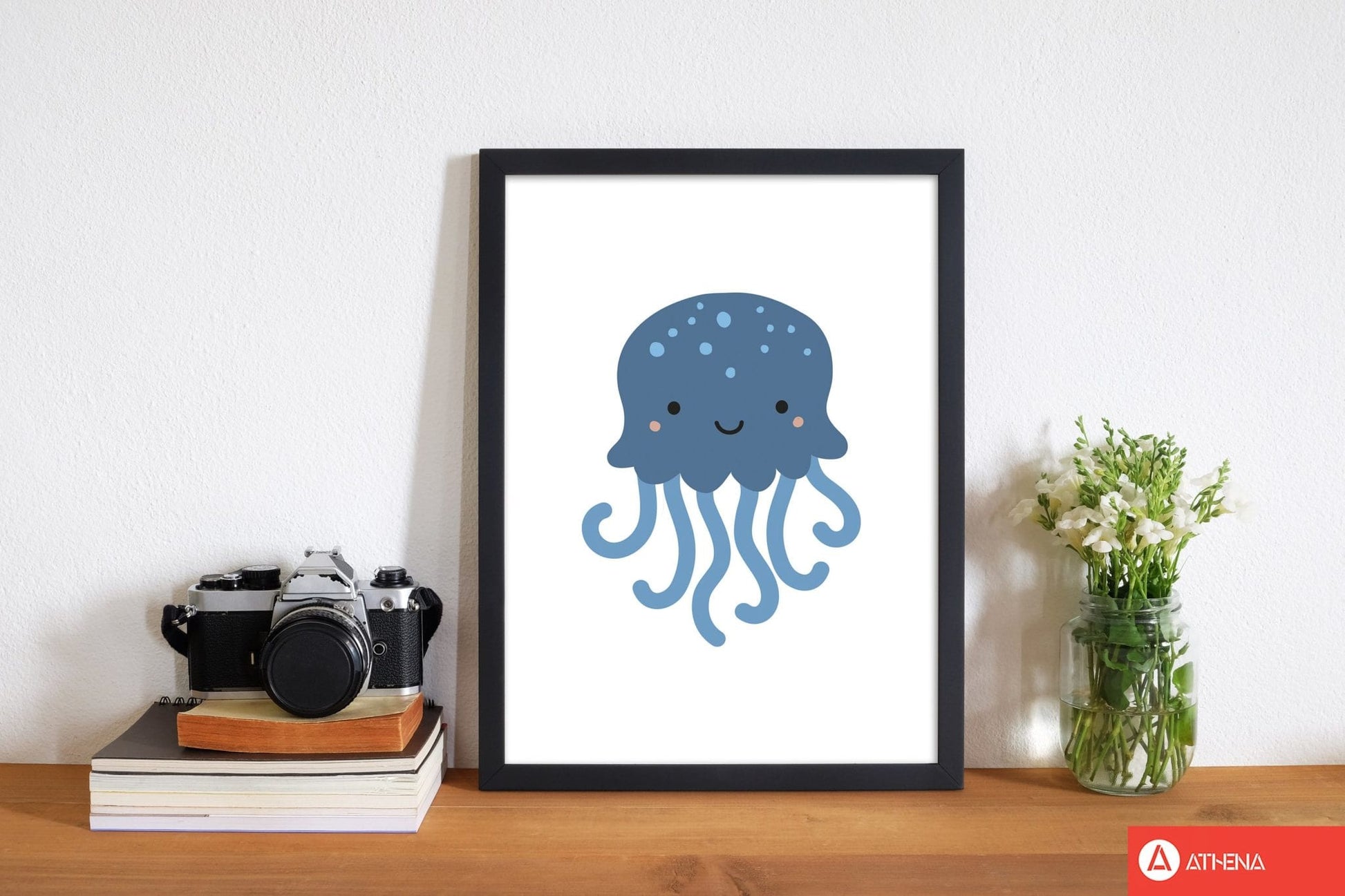Children&#39;s animals, jellyfish modern fine art print