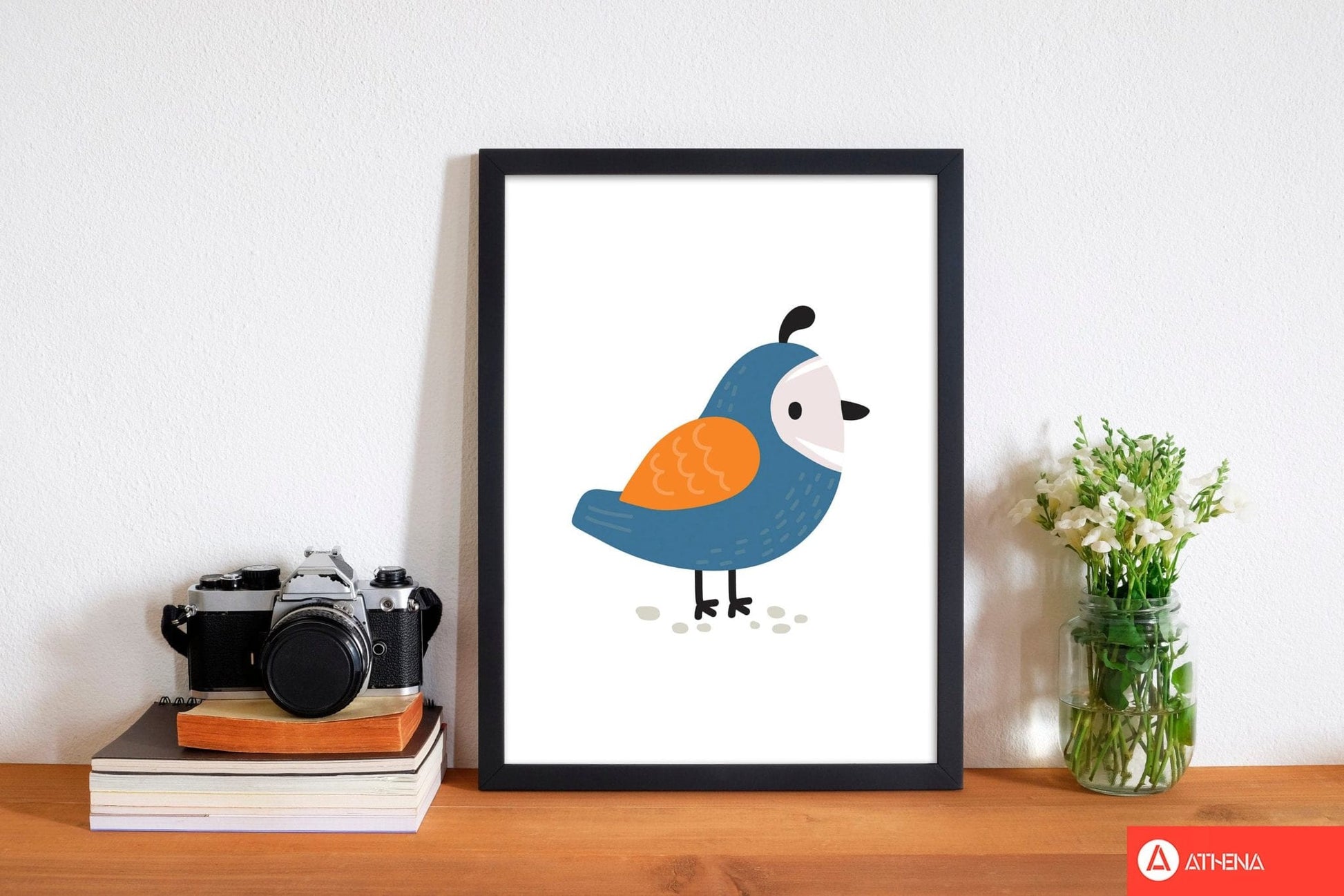Children&#39;s animals, quail modern fine art print