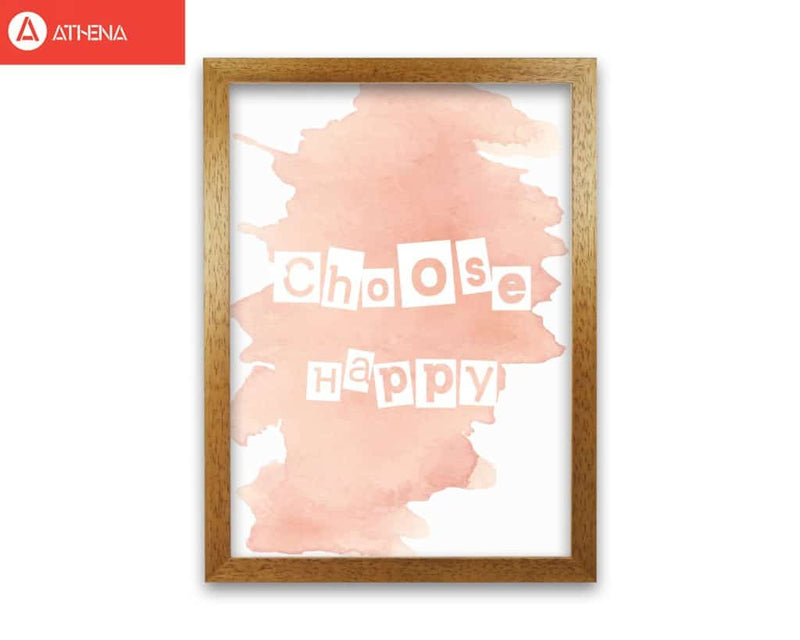 Choose happy peach watercolour modern fine art print