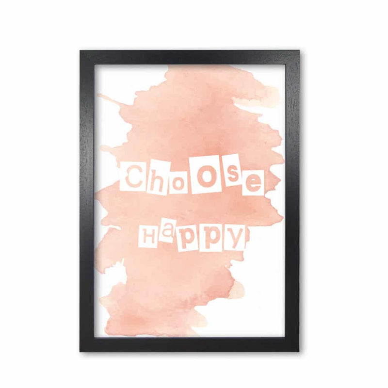 Choose happy peach watercolour modern fine art print