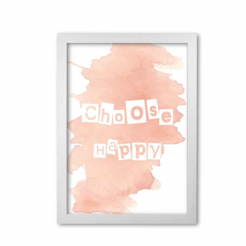 Choose happy peach watercolour modern fine art print