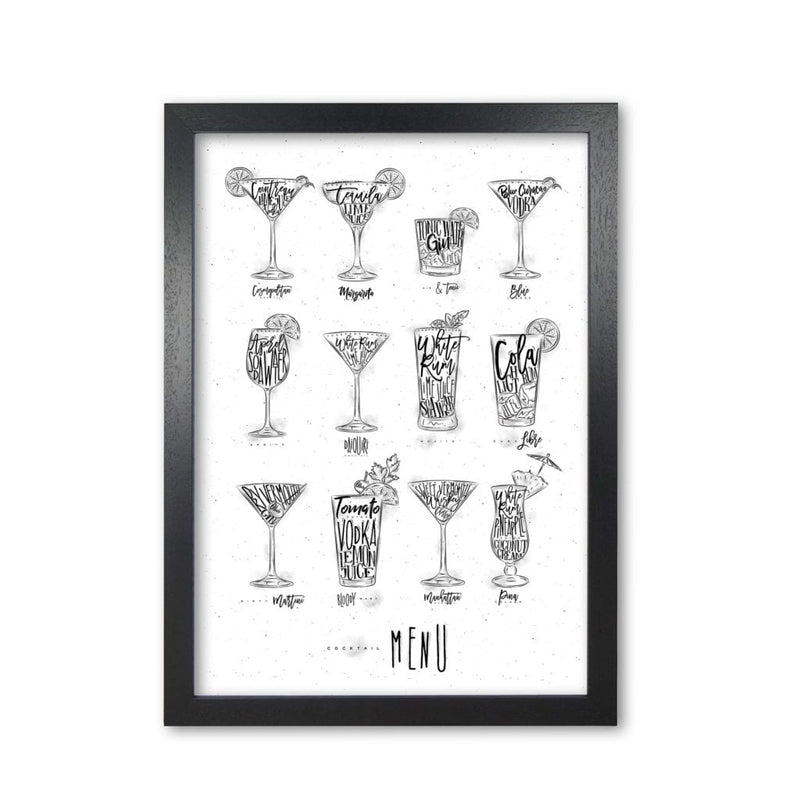 Cocktails menu modern fine art print, framed kitchen wall art