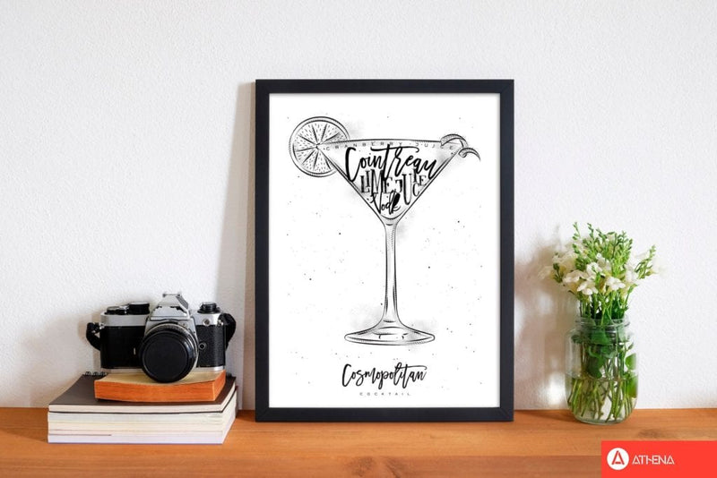 Cosmopolitan cocktail modern fine art print, framed kitchen wall art
