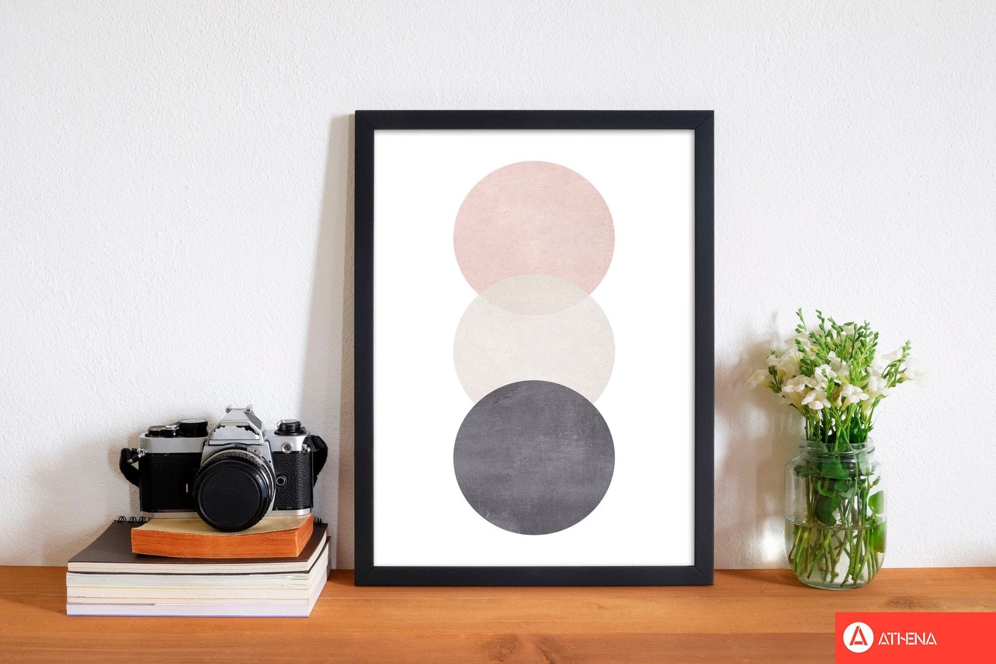 Cotton, pink and grey abstract circles modern fine art print