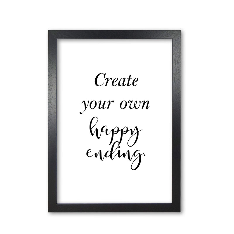 Create your own happy ending modern fine art print, framed typography wall art
