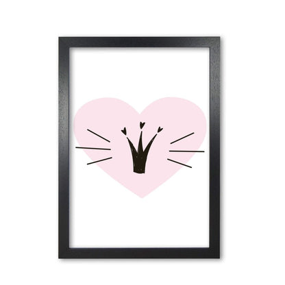 Crown with pink heart modern fine art print, framed childrens nursey wall art poster