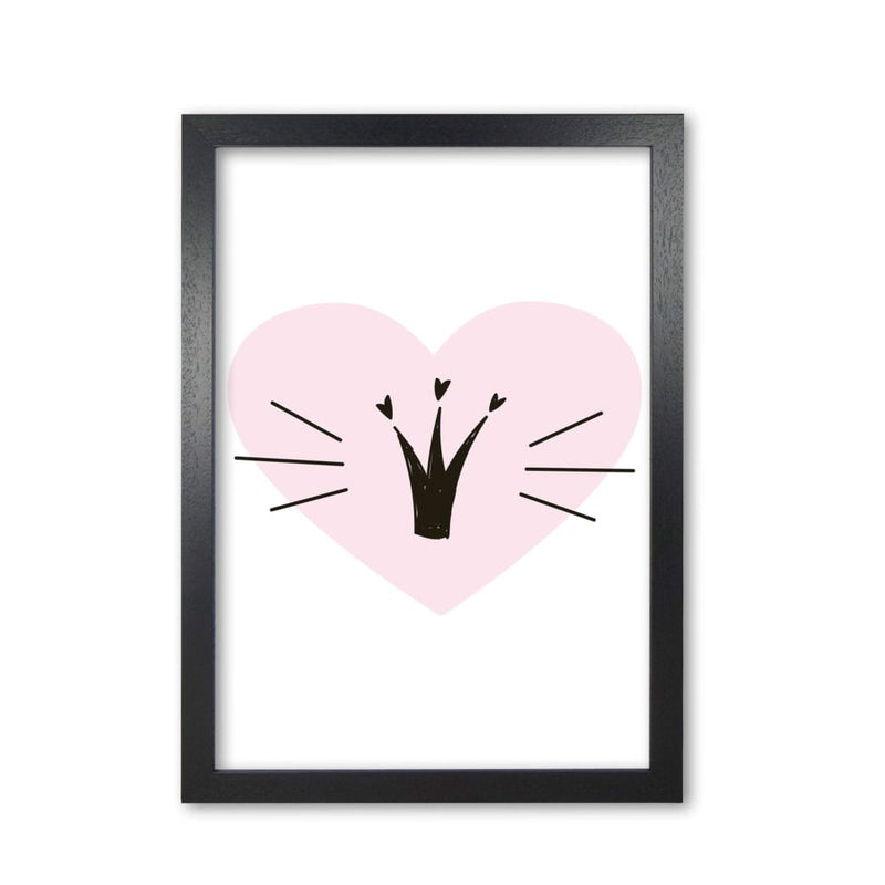 Crown with pink heart modern fine art print, framed childrens nursey wall art poster