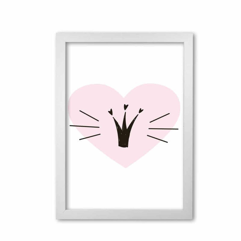 Crown with pink heart modern fine art print, framed childrens nursey wall art poster