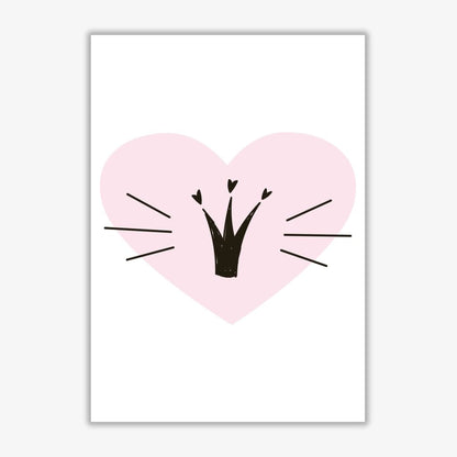 Crown with pink heart modern fine art print, framed childrens nursey wall art poster