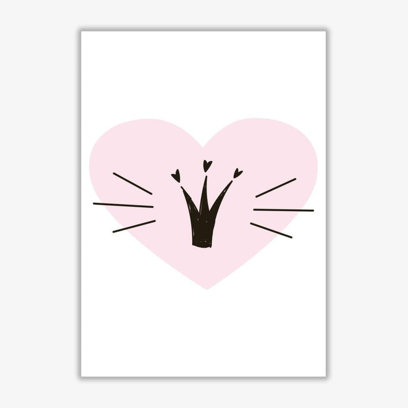 Crown with pink heart modern fine art print, framed childrens nursey wall art poster