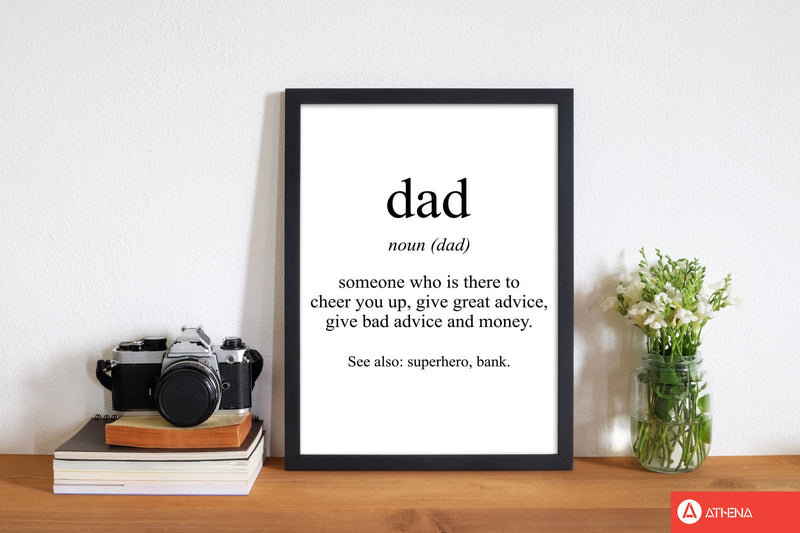 Dad modern fine art print, framed typography wall art