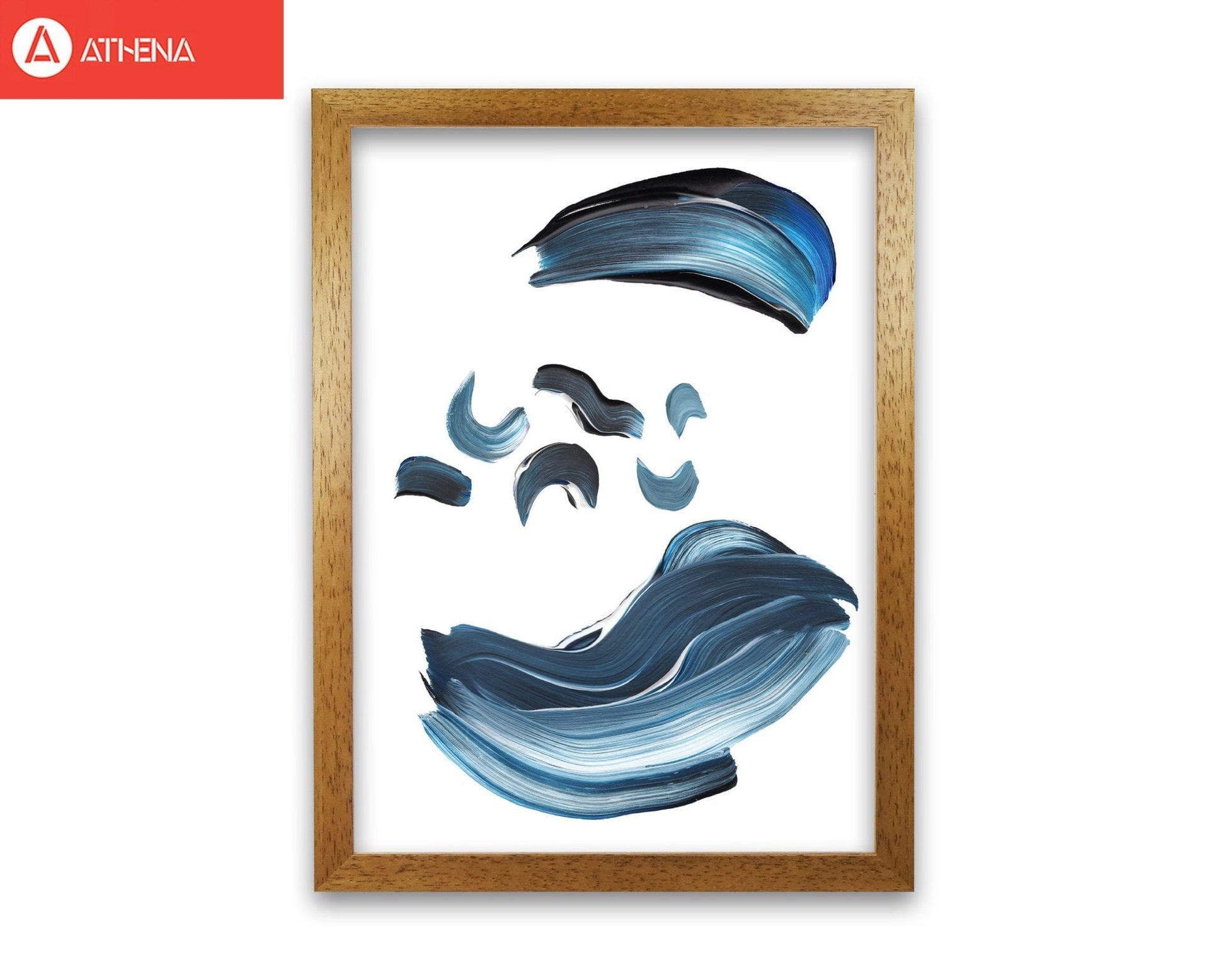 Dark blue and grey abstract paint strokes modern fine art print