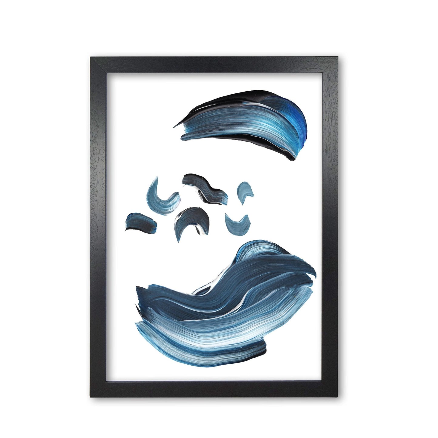 Dark blue and grey abstract paint strokes modern fine art print