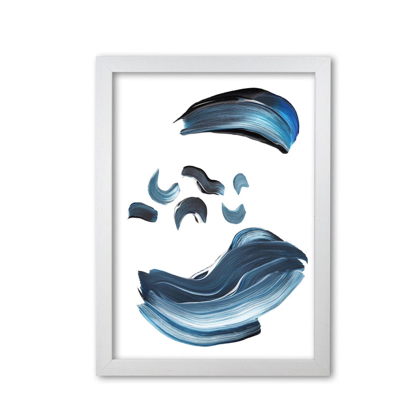 Dark blue and grey abstract paint strokes modern fine art print