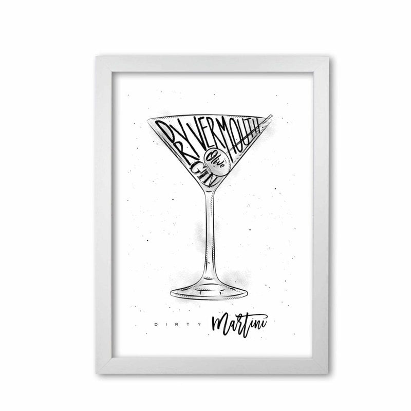 Dirty martini cocktail modern fine art print, framed kitchen wall art