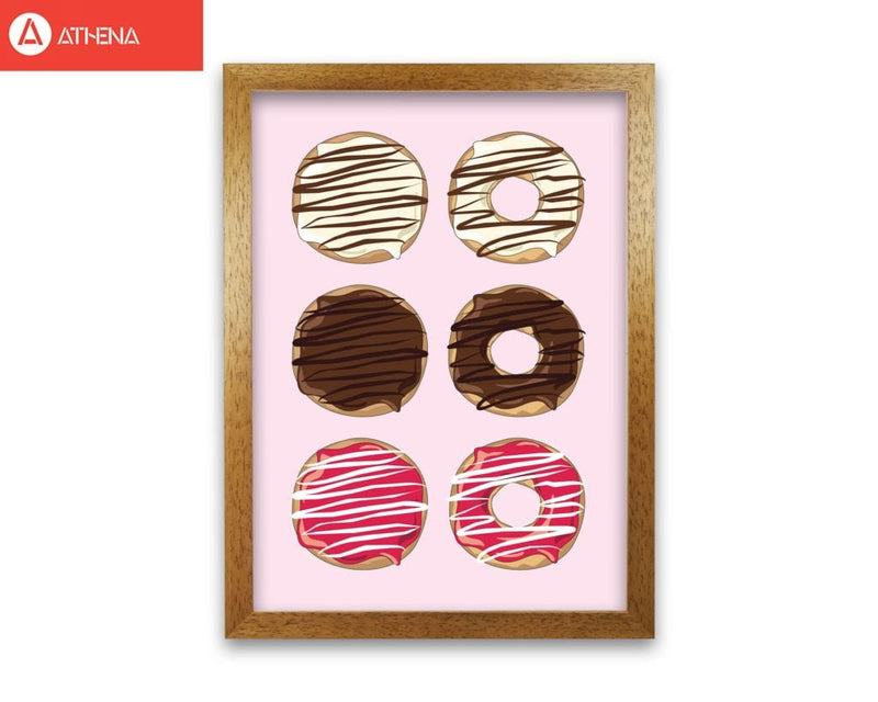 Donuts pink modern fine art print, framed kitchen wall art