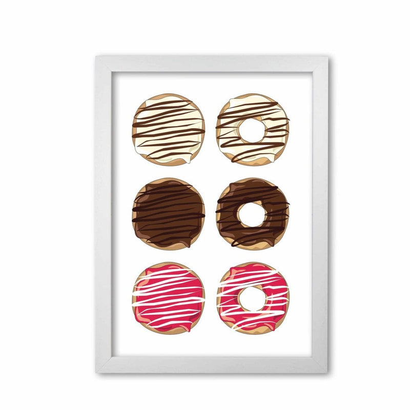 Donuts white modern fine art print, framed kitchen wall art