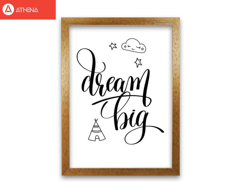 Dream big black modern fine art print, framed childrens nursey wall art poster