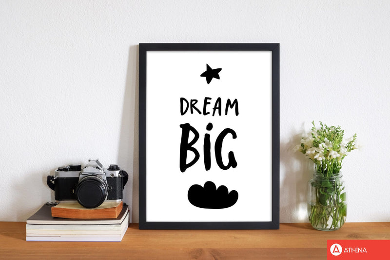Dream big black modern fine art print, framed typography wall art