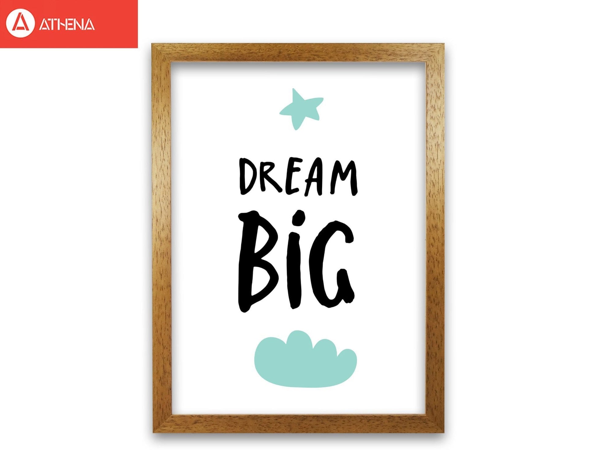 Dream big mint cloud modern fine art print, framed typography wall art